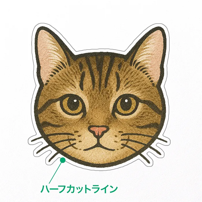 ハーフカットラインの説明画像